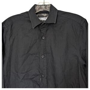 John Lennon Shirt Mens Small‎ Black Long Sleeve Paisley Contrast Cuffs Cotton